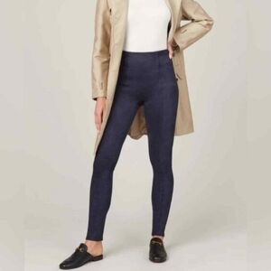 Spanx Pull-on Faux Suede Leggings Women's Sz XL Navy Blue